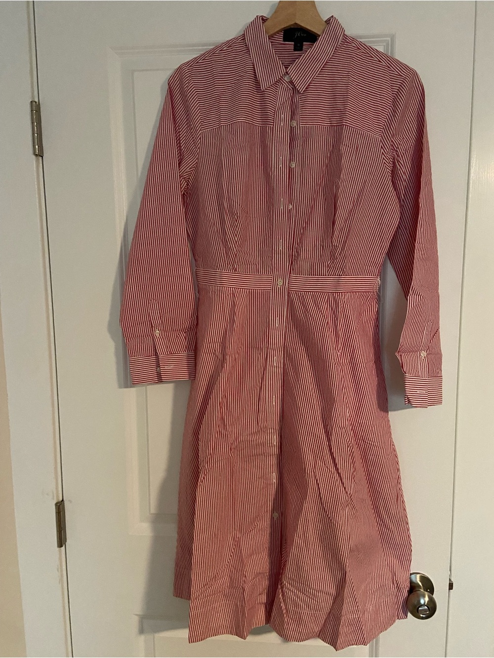 J Crew - Red and White Striped Button Up Dress